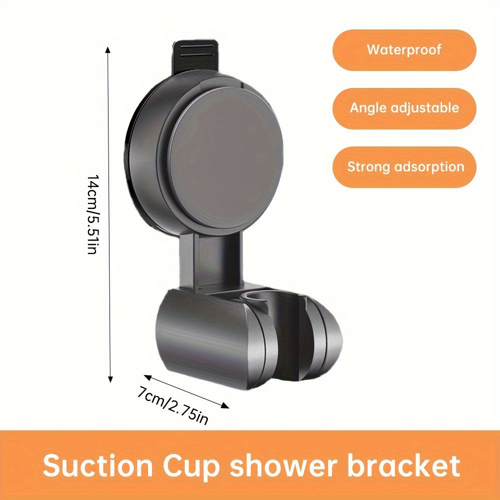[1 pc] Jiayun Wall-Mounted Shower Suction Cup Holder, Handheld Adjustable Showerhead Bracket for Shower System - Grey, ABS Plastic, No Drilling Needed - Easy to Use, American Standard G1/2 Connector Port, Summer Shower Accessory