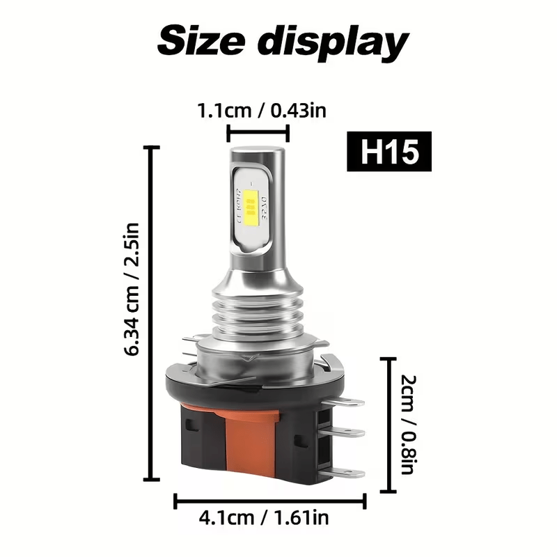 2 只装 H15 LED 日间行车灯 远光灯泡 715 型 超亮白光 6000K 升级款灯泡 12V