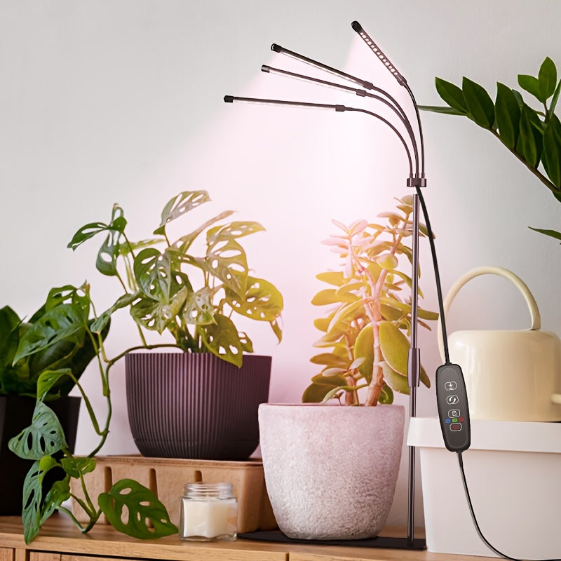 1-Pack Full Spectrum LED Plant Grow Light, USB Powered for Indoor Seedlings & Potted Plants, 9 Dimmable Levels, Auto On/Off Timer 3/9/12 Hours, Ideal for Winter Succulent Growth (Plug Not Included)