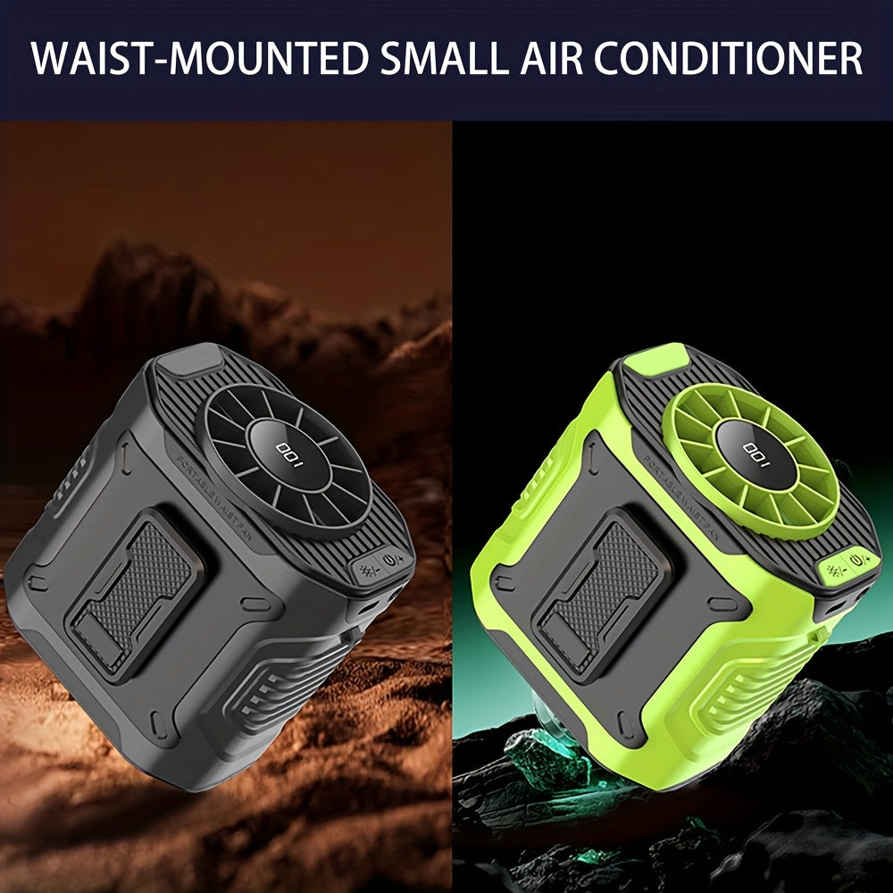MOREDOR 5000mAh Portable Waist Clip Fan, Wearable Belt Personal Fan Rechargeable Battery, 5-10 Speed Levels with Flashlight, Hands-Free Neck Hanging Design, Ideal for Outdoor Travel Power Bank Use