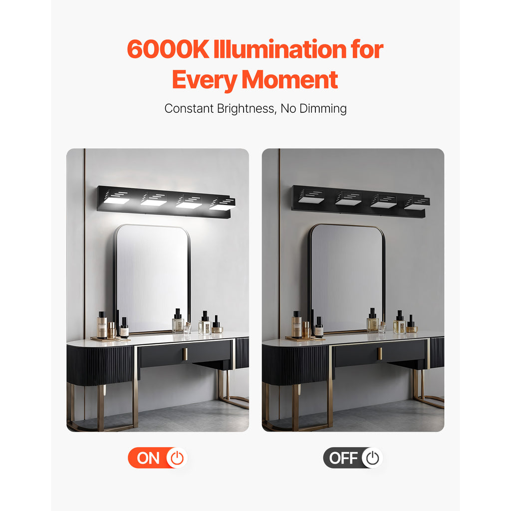 VEVOR 3/4/5/6-Light LED Modern Bathroom Wall Lamp 19.69/25.6/33.5/40.2-Inch Wall Light