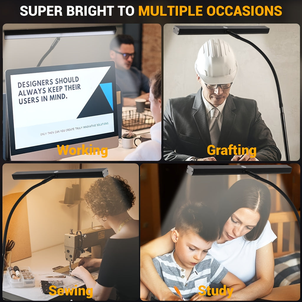 USB anti-glare desk lamp, with 3 color temperature modes, beneficial for eye health, no screen reflection, adjustable brightness, creating a comfortable office environment for you. Suitable for home office areas. Black