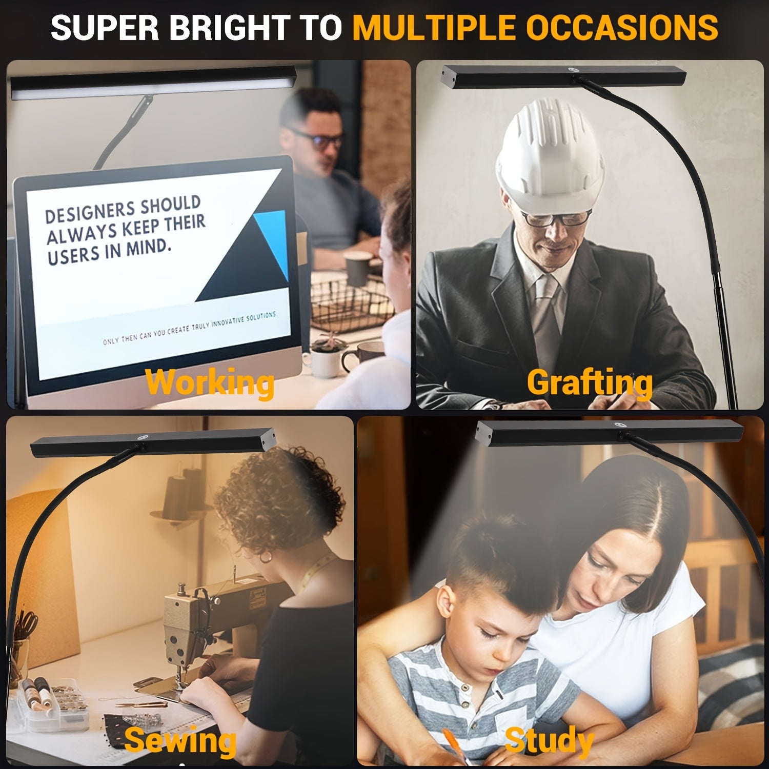 USB anti-glare desk lamp, with 3 color temperature modes, beneficial for eye health, no screen reflection, adjustable brightness, creating a comfortable office environment for you. Suitable for home office areas. Black