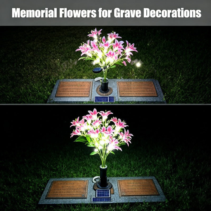 7-Head Solar LED Lily Flower Light, IP65 Outdoor Decoration, Ideal Choice for Valentine‘s Day, Garden, Courtyard, Yard and Romantic Anniversary Lighting