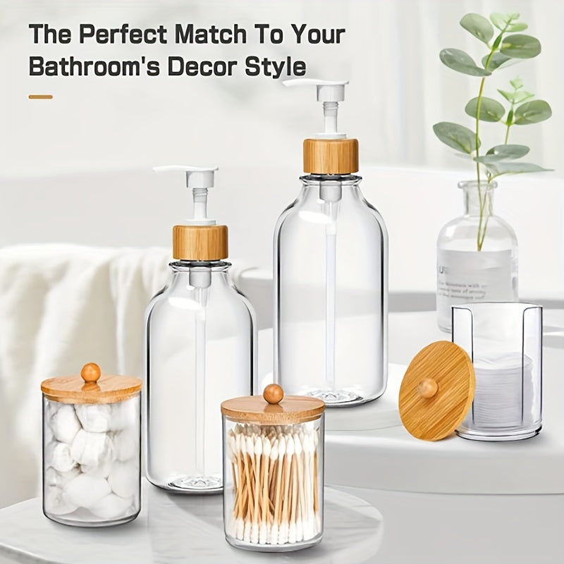 5-Piece Bathroom Decor Set - Complete Bathroom Essentials Set with Soap Dispenser, Toothbrush Holder, Cotton Swab Holder, Bohemian Style Bathroom Storage Box - Perfect Housewarming Gift
