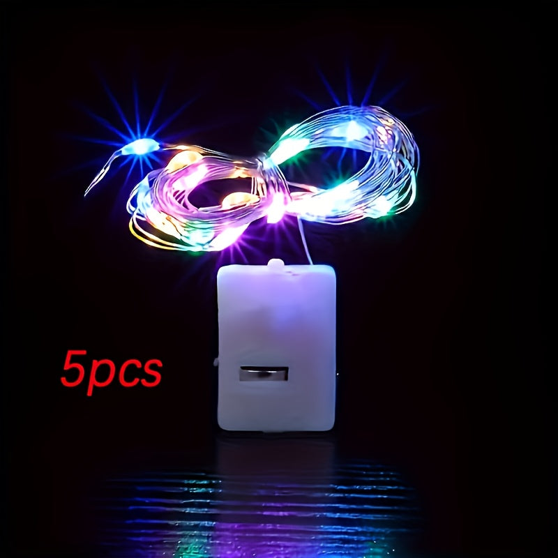 5-10股 78.74英寸 电池供电 LED 串灯，彩色闪烁灯，适用于室内外圣诞节和万圣节装饰，采用耐用塑料开关控制，不可充电纽扣电池