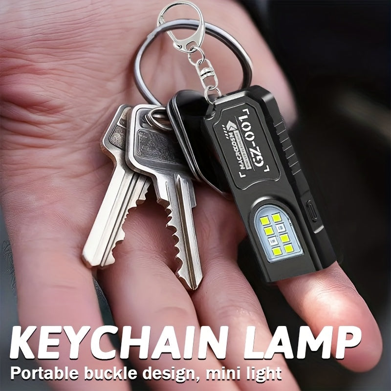 1Pc Mini USB Rechargeable Hands-Free Flashlight, Small Keychain Light, Clip-On Headlamp, 5 Lighting Modes Multifunctional Emergency Lantern, Hanging Tent Light, Perfect for Travel, Camping and Fishing