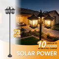 2/1-Piece 73-Inch 3-Head Solar Light, Clear Glass Aluminum, 60 Lumens, Accurate 3000K Light, Adjustable in Sections, Solar Floor Lamp, Outdoor Light, Solar Post Light, Suitable for Home, Courtyard, Garden, Valentine's Day, Carnival