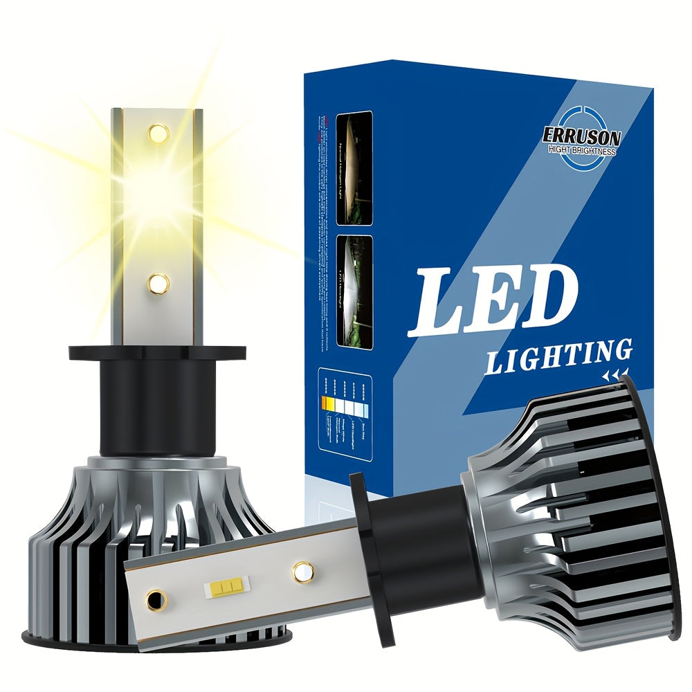 Erruson 2-Pack Dazzling Car Bulbs 9005/HB3 9006/HB4 H11 H4 H7 H1 High/Low Beam Dual-Use Turbo Light, 30000 Lumens 300W 3000K/4300K/6000K/8000K/25000K Car Light, 700% Brightness