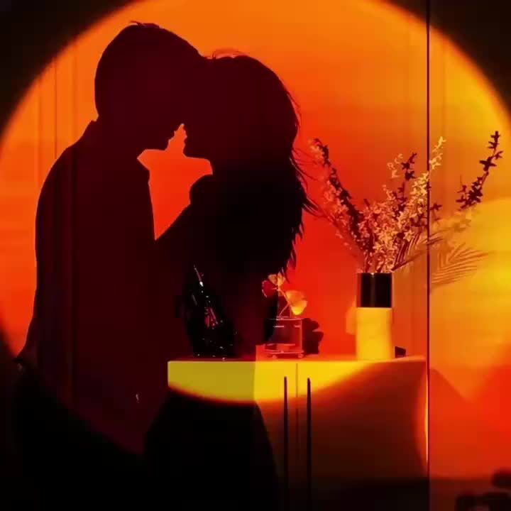 Sunset projection lamp photo ambiance light, metal flexible hose sunset red table lamp, room atmosphere night light