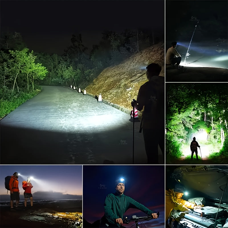 1PC Super Bright LED Rechargeable Headlamp, TYPE-C Charging, 4 Lighting Modes, Adjustable ABS Material Head Light, Foldable Durable High Lumen Flashlight, Ideal for Repair Fishing Camping Hiking Night Riding Gift