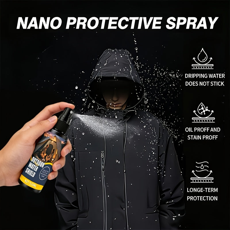120ml 这款纳米防水喷雾，一喷形成隐形防护膜，高效拒水防污、防泼溅，不损伤面料、不闷不硬。适用于帐篷、运动鞋、衣物、背包等多种材质，持久防水透气，户外出行更干爽洁净。