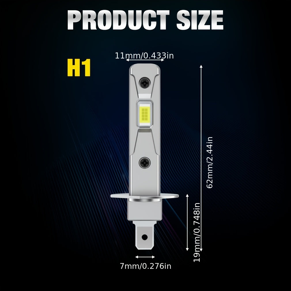 2 Pcs H1 LED Headlight Bulbs High Power 120W Super Bright 20000LM H1 LED Car Headlight Mini Auto Headlight High/Low Beam, Canbus Error-Free Headlight Bulbs Plug-and-Play No Turbo Fan