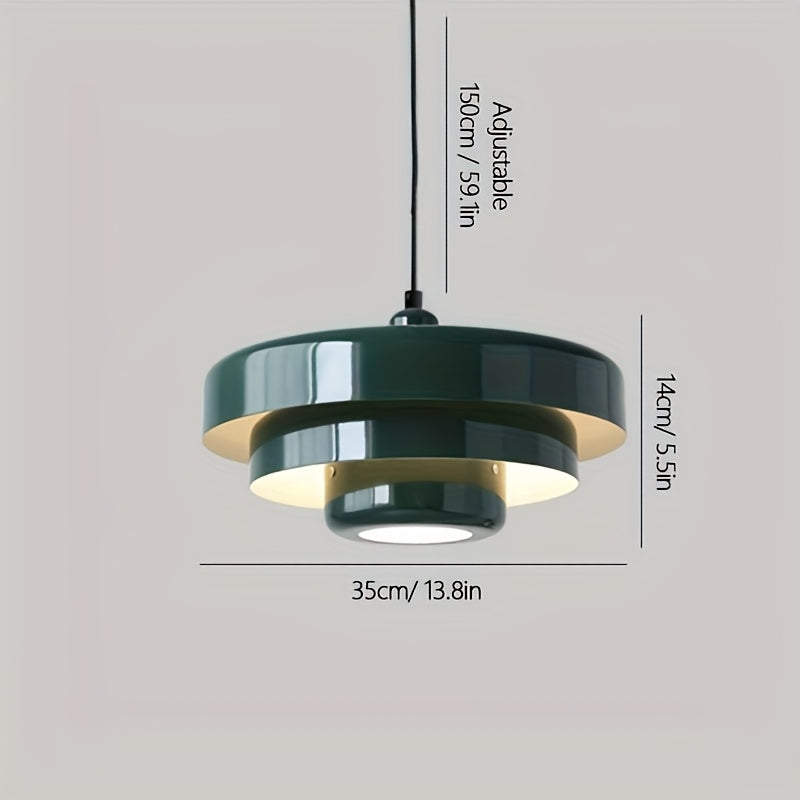 Large Retro Mid-Century Modern Pendant Light - Semi-Flush Mount Pendant Light, Suitable for Dining Room, Living Room, Bedroom, with Metal Bowl Shade, Dimmable Function, E26 Socket (Socket Sold Separately)