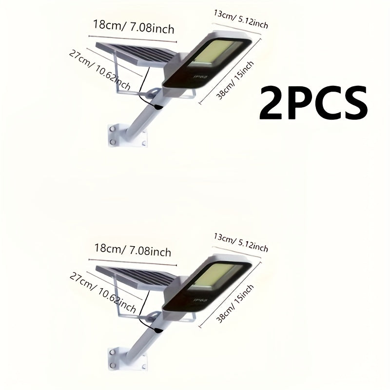 2 Pack 370LED High Power Outdoor Solar Street Light, 6500K IP65 Waterproof Street Light, Perfect for Garage, Garden, Patio Security Lighting