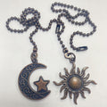 2-Piece Sun & Moon Themed Lighting Accessories: Ceiling Fan Downrod, Fan Light Pull Chain, Switch, Table Lamp Switch, Handle, Zipper Pull. No Electricity, No Battery, No Wireless Connection Required