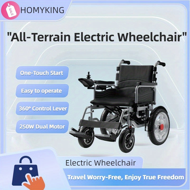 HOMYKING 超級電動輪椅，360°靈活操控搖桿，秒速摺疊設計，17英里距離，最大速度3.5 MPH - 成人及長者適用 - 非常適合旅行和居家使用
