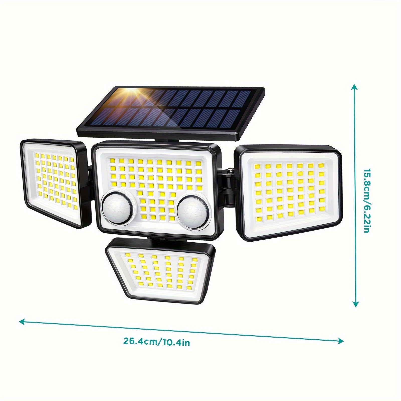 [(1/2-Piece) Solar Outdoor Light] - 3000LM 188 LED 4-Head Sensor Light, IP65 Waterproof, Solar Flood Security Light, Suitable for Backyard, Patio, Garden