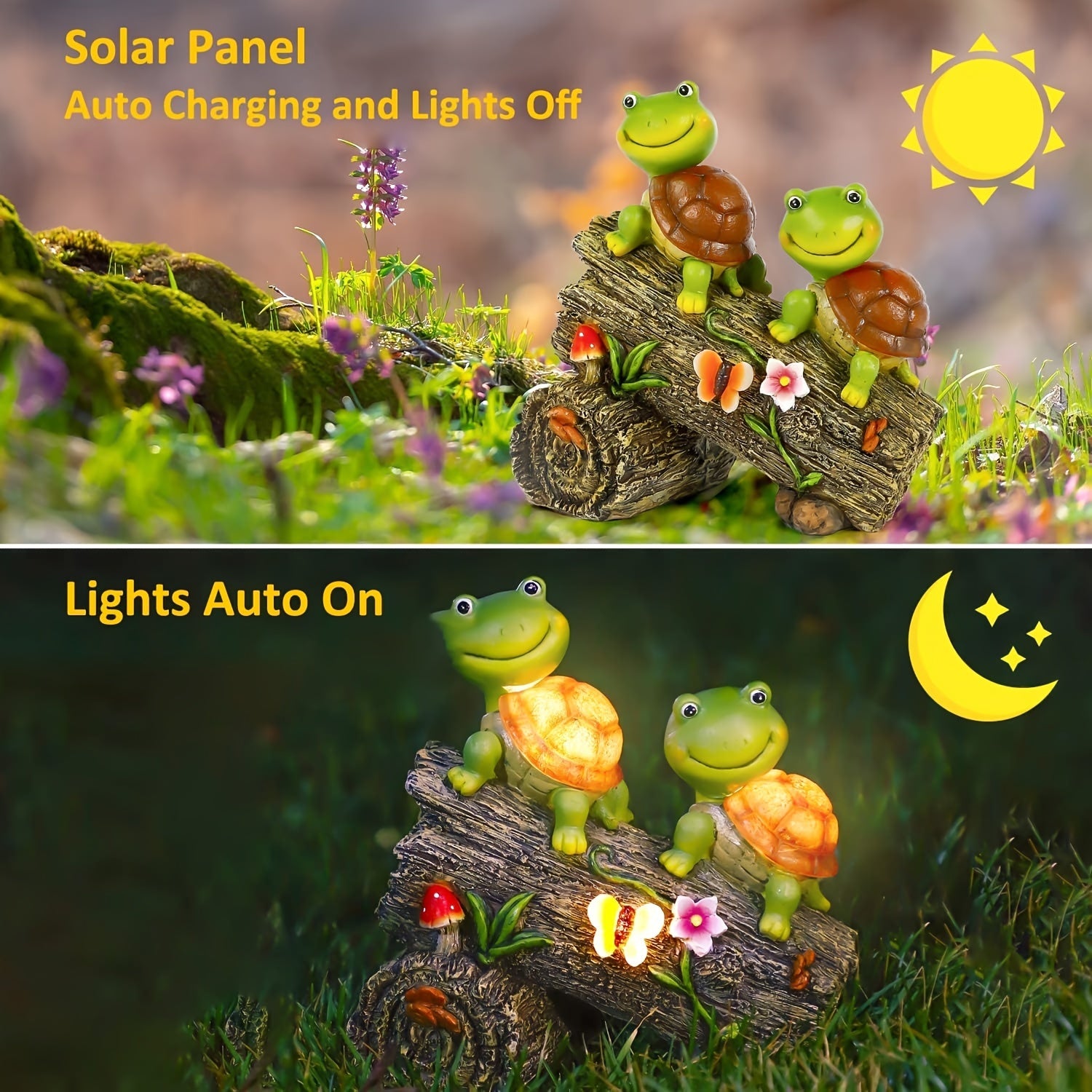 Solar Turtle Garden Statue with LED Light, Resin Animal Sculpture, Energy-Saving Outdoor Decoration, Suitable for Patio, Balcony, Courtyard and Lawn, Perfect as a Housewarming Gift, Light Sensor Control, 600mAh Nickel Battery