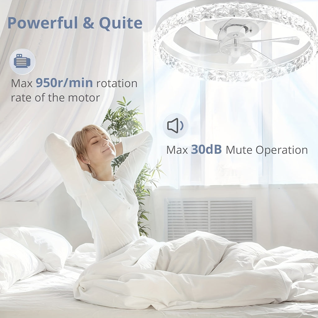 19.7 Inch Low Profile Flush Mount Ceiling Fan with Light, 3 Color Dimmable LED, 6 Speed Timer Remote Control, Reversible Motor Ceiling Lamp for Room & Bedroom Decor