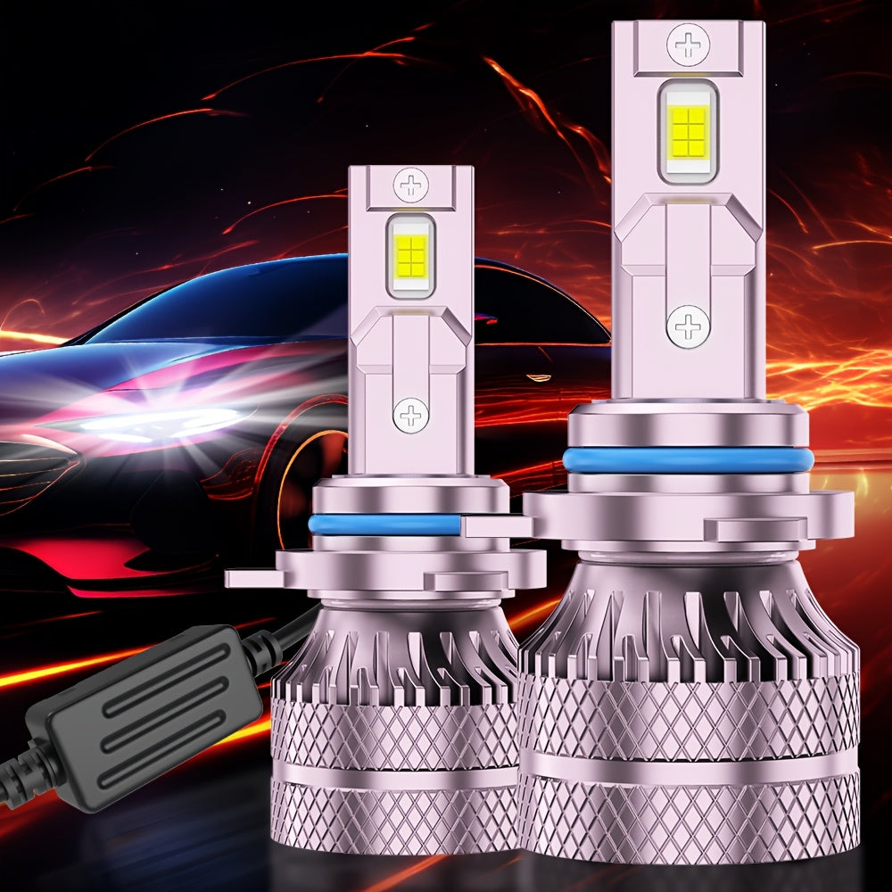 2-Pack LED Headlight Bulb Combo 9005+9006, 12V/24V 5000K Double-Sided Super Bright COB Chips, No Battery Included, Car Lighting, Transparent Beam Light, High Performance Bulbs