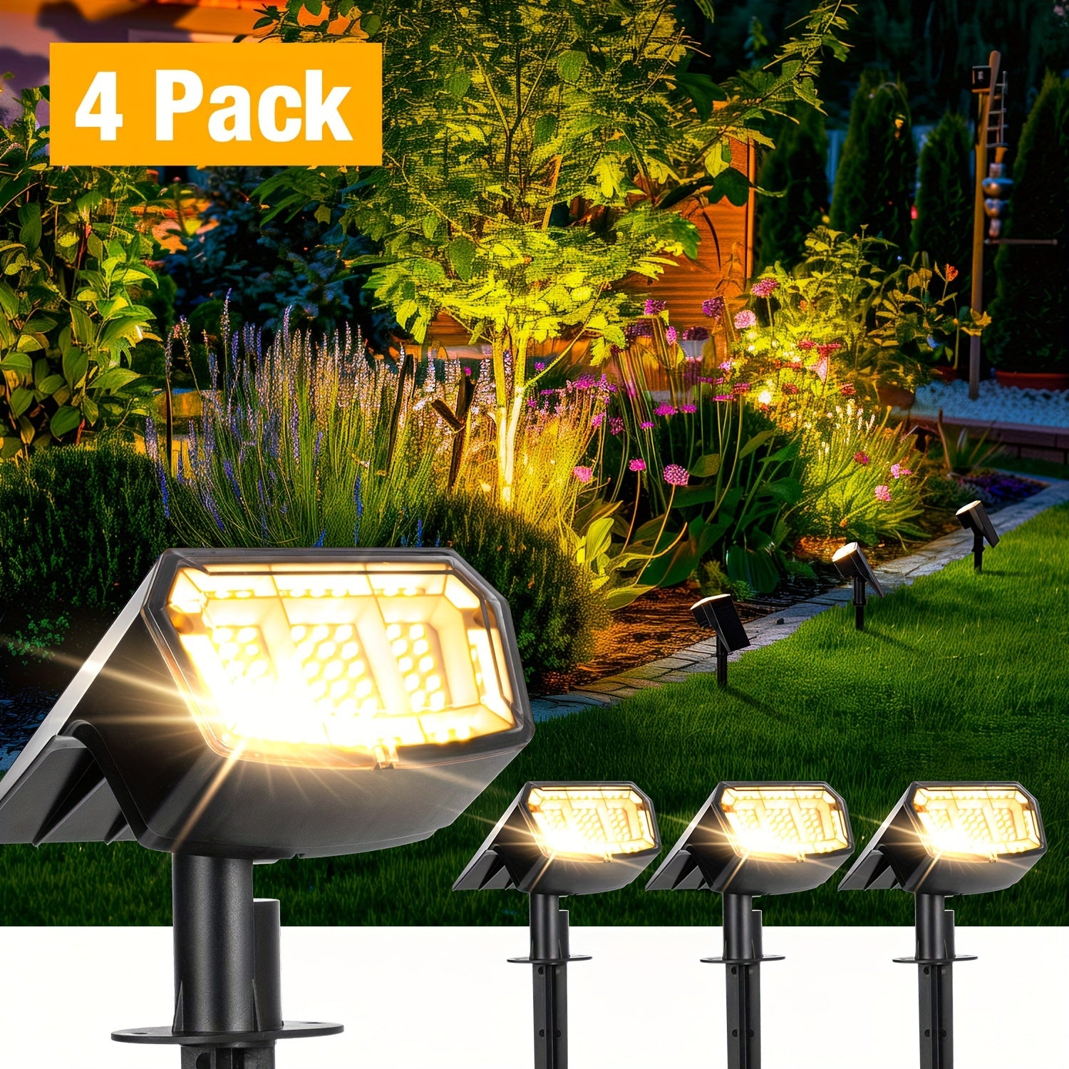 12/2-Piece Solar Outdoor Light Garden IP65 Waterproof 3 Lighting Modes Solar Spotlight Christmas Decoration Outdoor Accent Light Landscape Solar Light Outdoor Courtyard Landscape Lighting Suitable for Garden, Courtyard, Camping