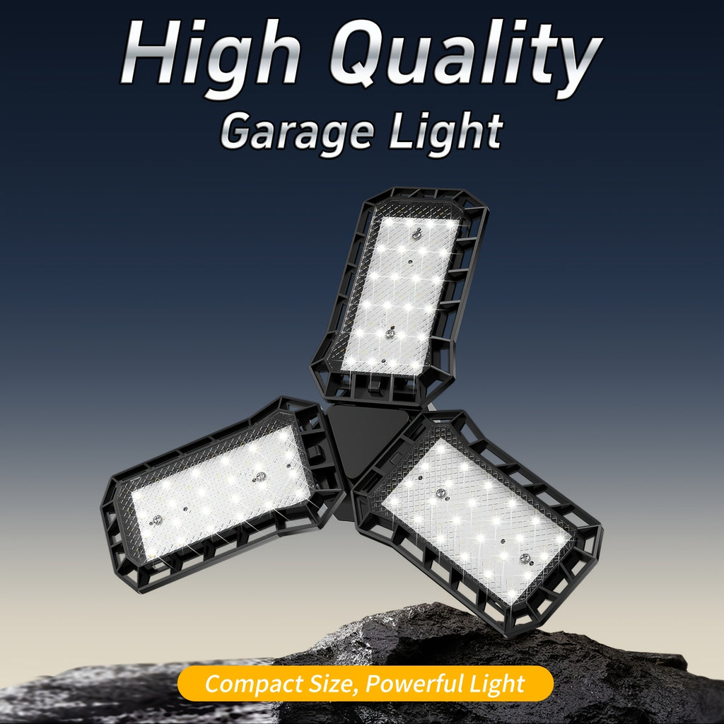 4000 lumen three-leaf adjustable LED light, high-brightness garage light, wide-angle illumination, E26/E27 universal, quick installation, high-quality plastic heat dissipation, suitable for garages, supermarkets, gyms and other scenes
