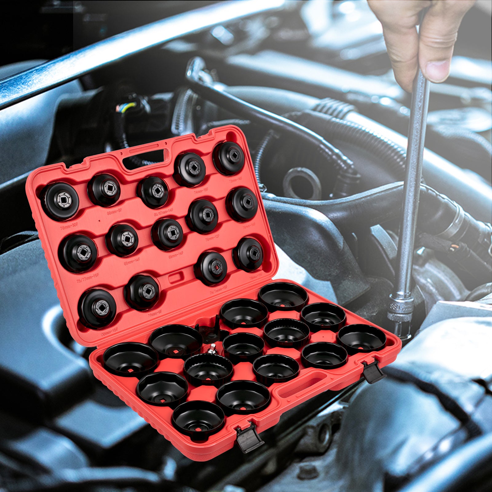 VEVOR Oil Filter Socket Set 14-Piece / 30-Piece Oil Filter Cap Wrench Set