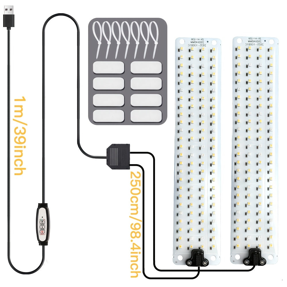 USB Powered LED Plant Grow Light, Full Spectrum Plant Light Strip with 4-Level Dimmable Brightness and Auto On/Off Timing Function. Built with 100 LED Beads, ideal for seedlings, vegetables, flowering plants and succulents