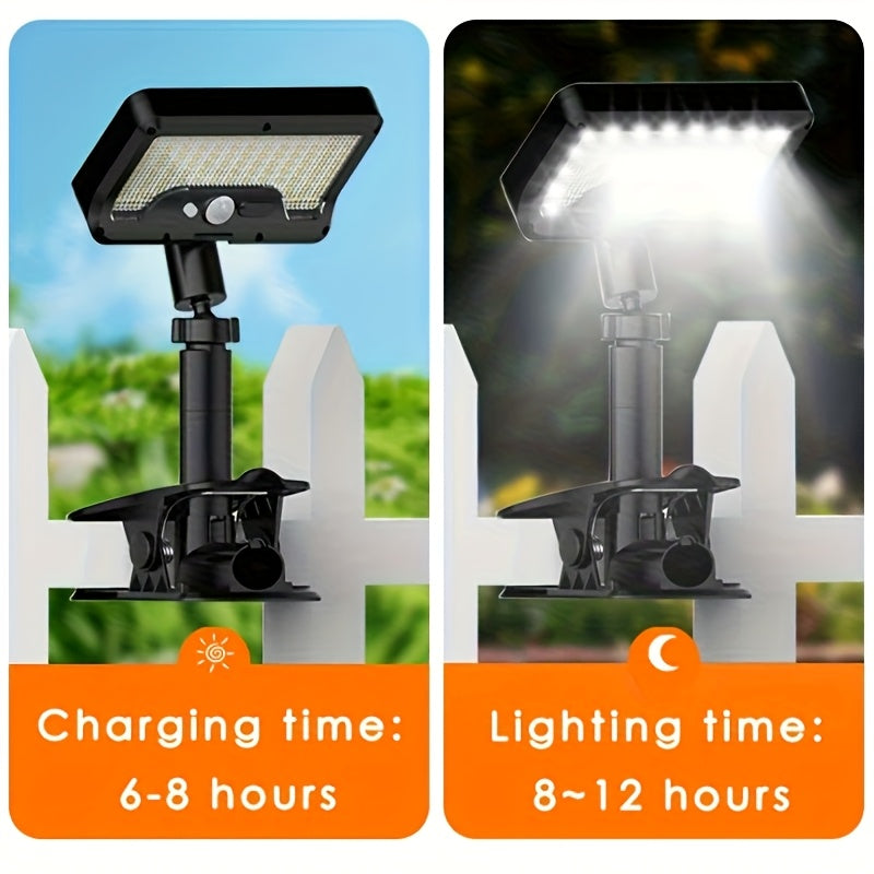 1PC/2PCS 92LED Outdoor Street Light, Solar Clip-On Standing Light, Garden Lighting Light, Courtyard Street Light, Solar Charging/USB Charging, 1500mAh Lithium Battery, High Brightness, Easy to Use, Easy to Place, Unique Solar Light