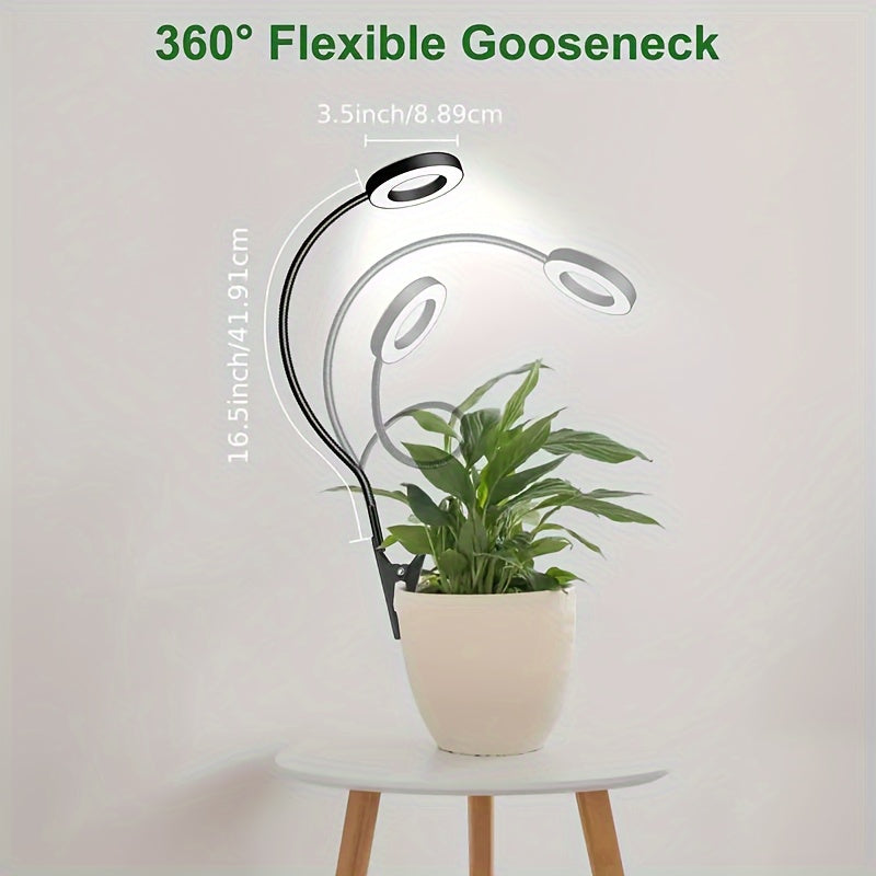 Indoor plant grow light, with 360° gooseneck, 3 color modes, 10 brightness levels, suitable for small plants, potted plants, succulents, USB powered, suitable for indoor balconies, living rooms, offices, bedrooms, promotes plant growth