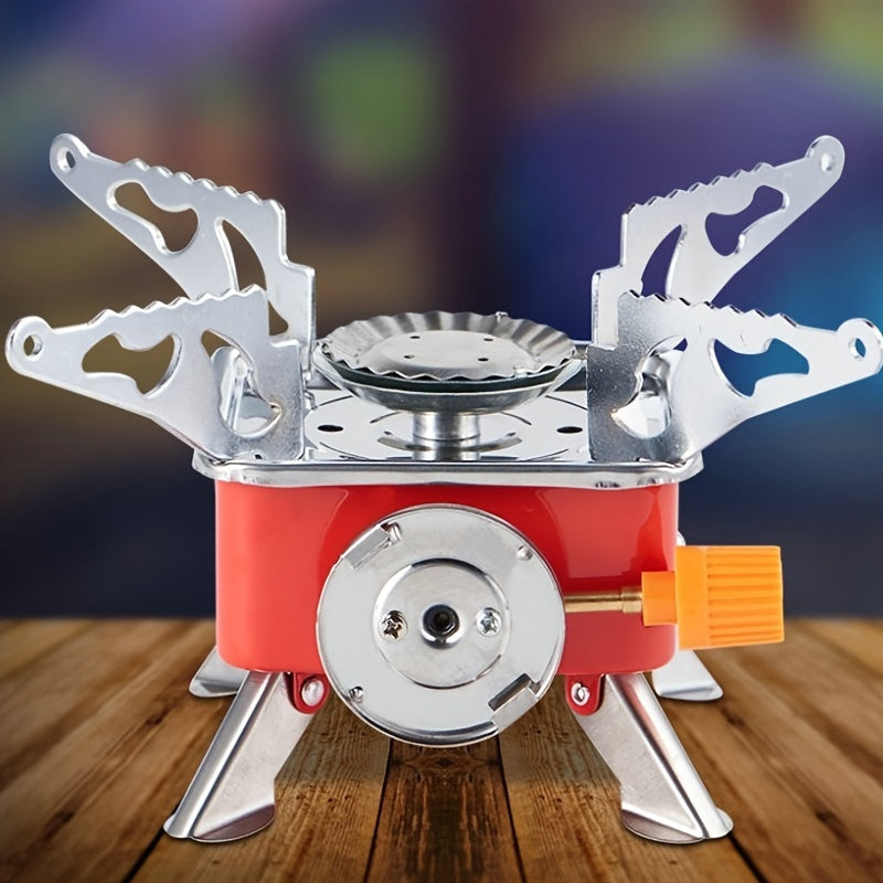 Portable Backpacking Camping Stove with Piezo Ignition, Windproof Design & Stable Base, Ideal for Outdoor Hiking and Picnic/