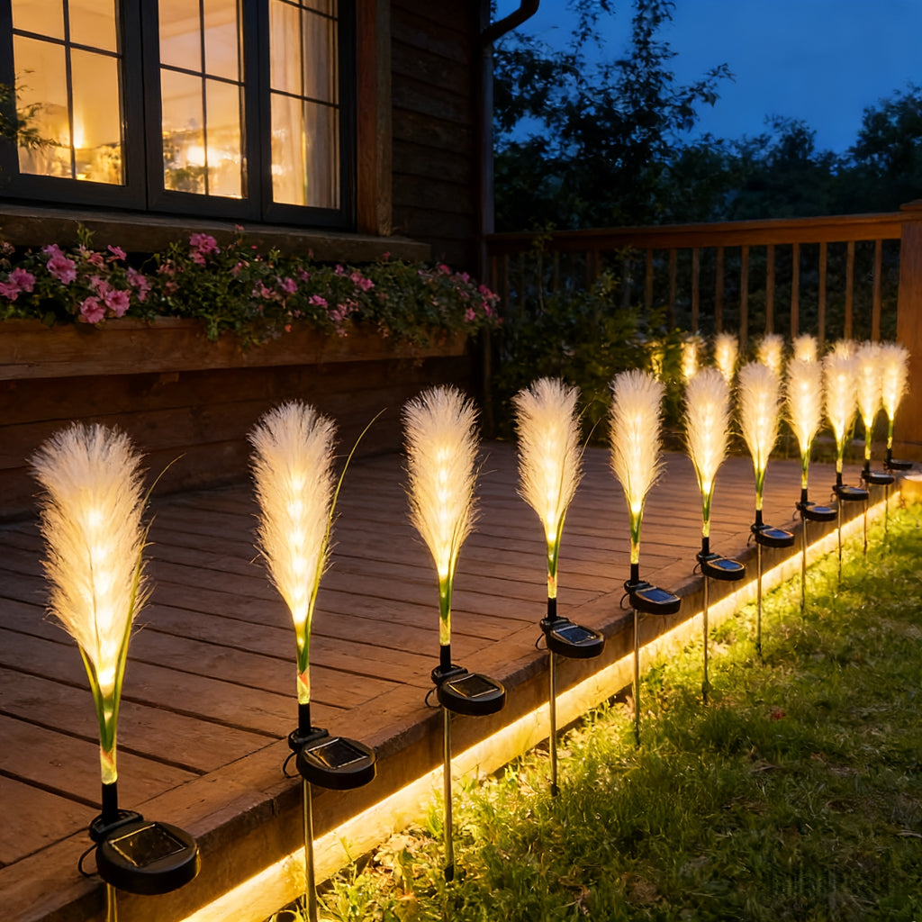Summer Vibe Solar Reed Ground Light, Warm Light, Perfect for Courtyard Lawn Landscape Decoration, Outdoor Garden Lighting, Homestay Garden and Festival Decor