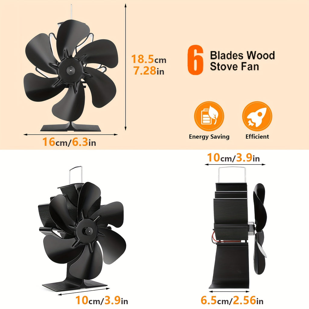 Huayang Silent Heat-Powered Fireplace Fan, No Electricity Needed, Efficient Heat Distribution, for Wood / Log Fireplaces, Perfect Christmas &amp; New Year Gift, Holiday Birthday Gift Set