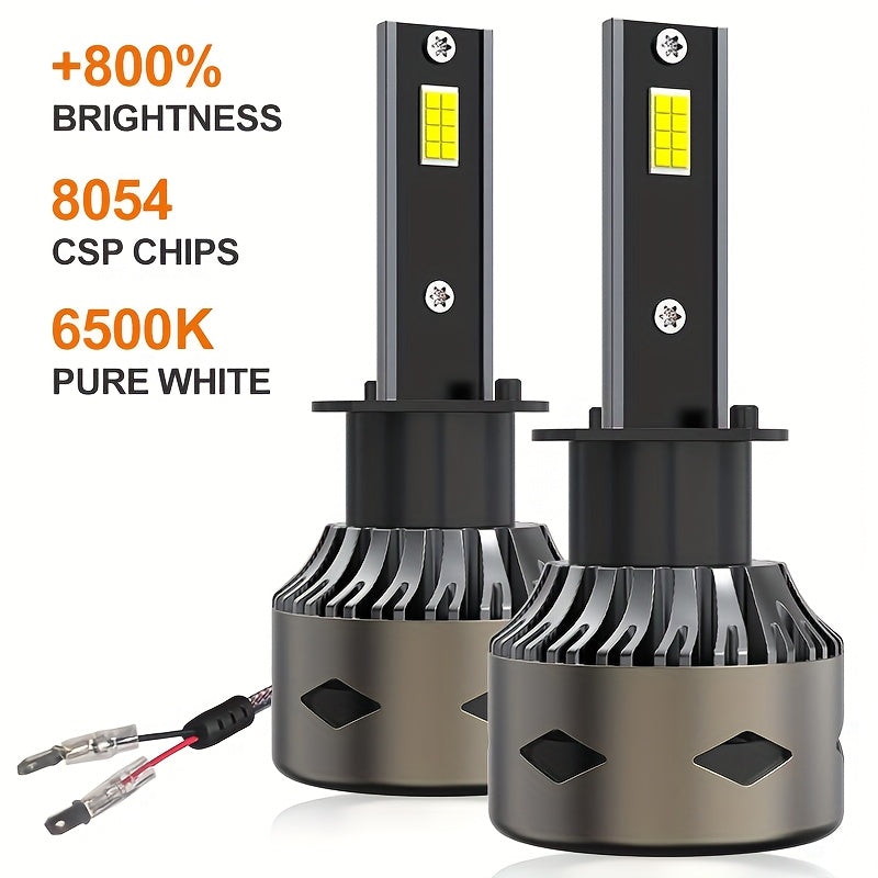 2Pcs H11 H4 H7 H1 Super Bright Car LED Headlight Bulbs Canbus LED Car Headlights 30000LM Mini Car LED Light Extra Large LED Chips Ultra Durable