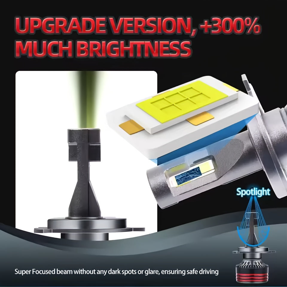 Erruson 2-Pack Upgraded 9005/HB3 9006/HB4 H7 H11 H4 H1 LED Headlight Bulbs High/Low Beam Integrated 50000 Lumens 500% Brightness Increase 6000K Color Temperature Plug-and-Play Cooling Fan