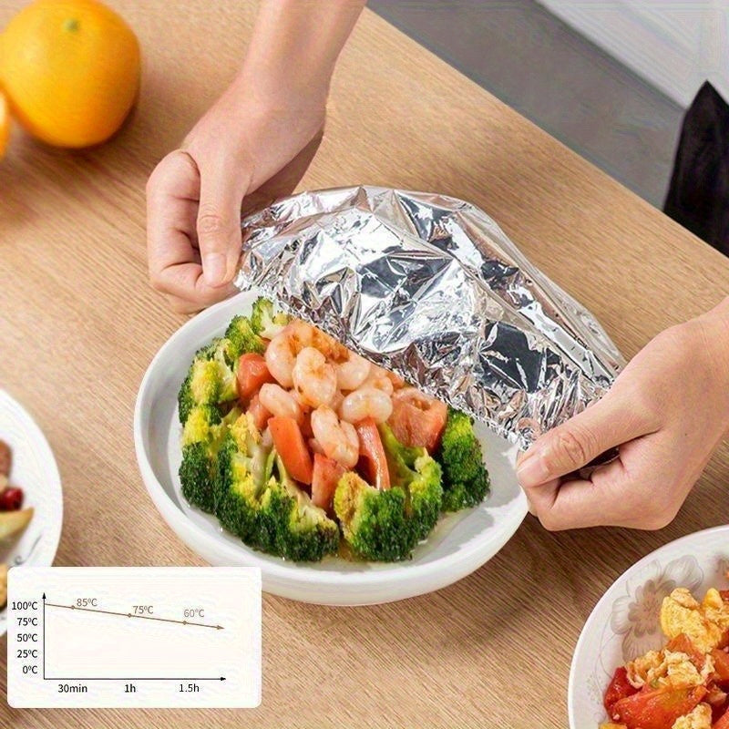 170Pcs Reusable Aluminum Foil Insulation Covers, Heat Resistant Insulated Bowl Lids, Reusable Food Fruit Warm Keeping Cup Covers, Durable Fresh Keeping Anti-Scald Reflective Lids