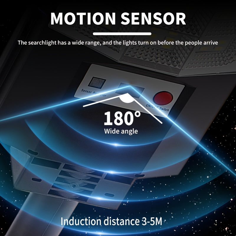 3D Curved Screen Integrated High-Brightness Solar Street Light, PIR Motion Sensor with Remote Control IP65 Street Light, Perfect for Parking Lots, Street Lighting, Courtyards, Gardens, Villas, Outdoor Solar Light