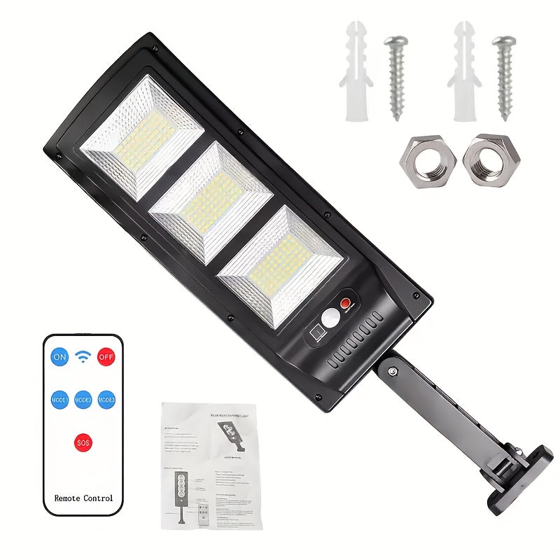 360LED Outdoor Solar Street Light | IP67 Waterproof, 6500K Sensor, Dusk to Dawn, Remote Control, Semi-Flush Mount, Perfect for Courtyard, Patio, Garden, Christmas Gift