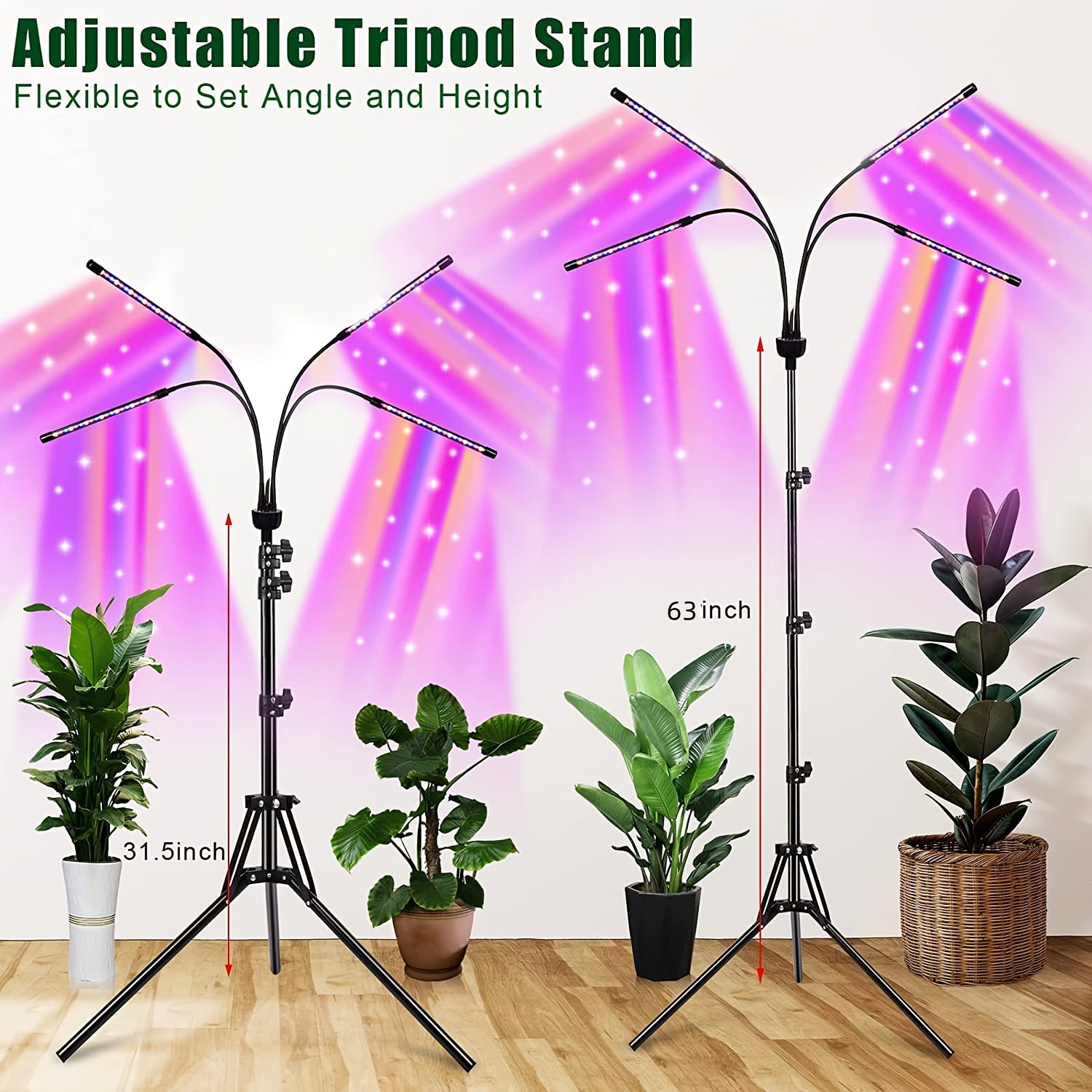 1 Pack 6000K Full Spectrum Plant Grow Light, 4/8/12H Timer, Red Blue White 3 Modes, 20%-100% Dimmable Brightness, Auto On Off Timing Grow Lamp for Indoor Seed Succulent Small Plants, Ideal Gift for Family Friends