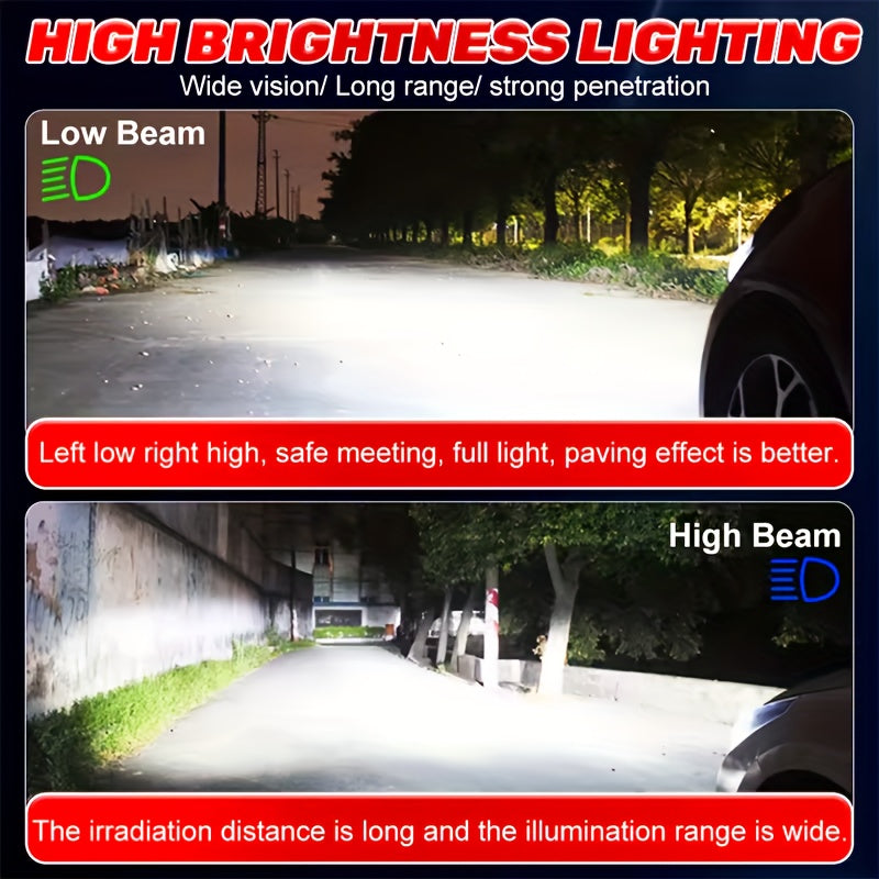 [2-Pack] Super Bright LED Car Lights H7/H1/H4/H8/H9/H11/9005/9006/9012 Universal, Fan Cooling, Aluminum Body, 6000K Pure White Light, Easy-to-Install Car Bulbs