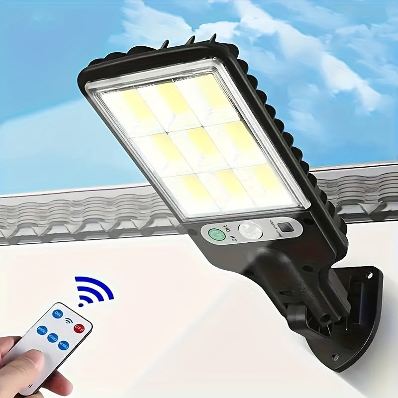 New 1pc Outdoor Solar Street Light, PIR Motion Sensor Courtyard Light with Remote Control, IP44 LED Wall Light Courtyard Light, Perfect for Courtyard, Aisle, Patio, Garage, Corridor, Wall Light
