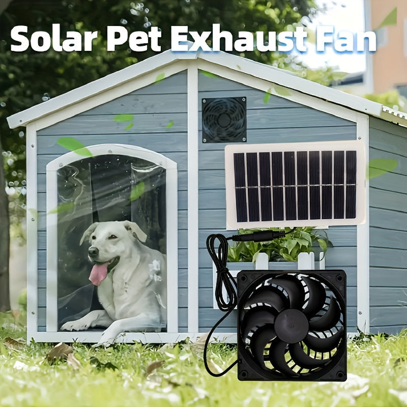 10W Portable Solar Panel with Two Cooling Fans, Intake or Exhaust Fan, Outdoor Ventilation Equipment for Pet Houses, Chicken Coops, Garages, Camping Windows, Dog Houses, Sheds and Outdoor Spaces (No Battery Needed)