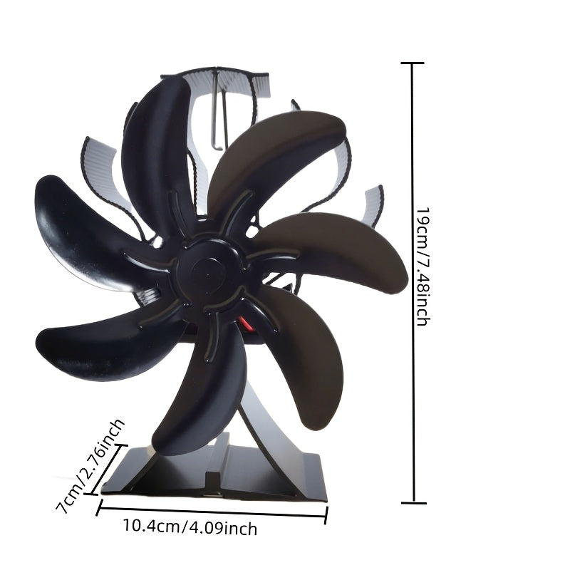 Heat Powered Stove Fan, Flue Pipe Fireplace Fan, Non-Electric 7-Blade Wood Stove Fan, Quiet Suitable for Gas/Wood/Pellet Stoves, Heat Circulation Boost