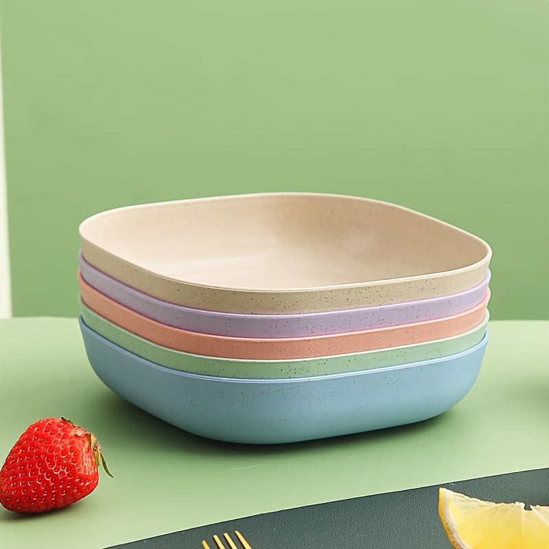 4/5Pcs Square Deepened Plates, Thickened Lightweight Dinner Plates, Microwave Safe & Dishwasher Washable, Easy Clean Stackable Shatterproof Tableware, Ideal for Fruit Salad Dessert Party Camping & Back to School