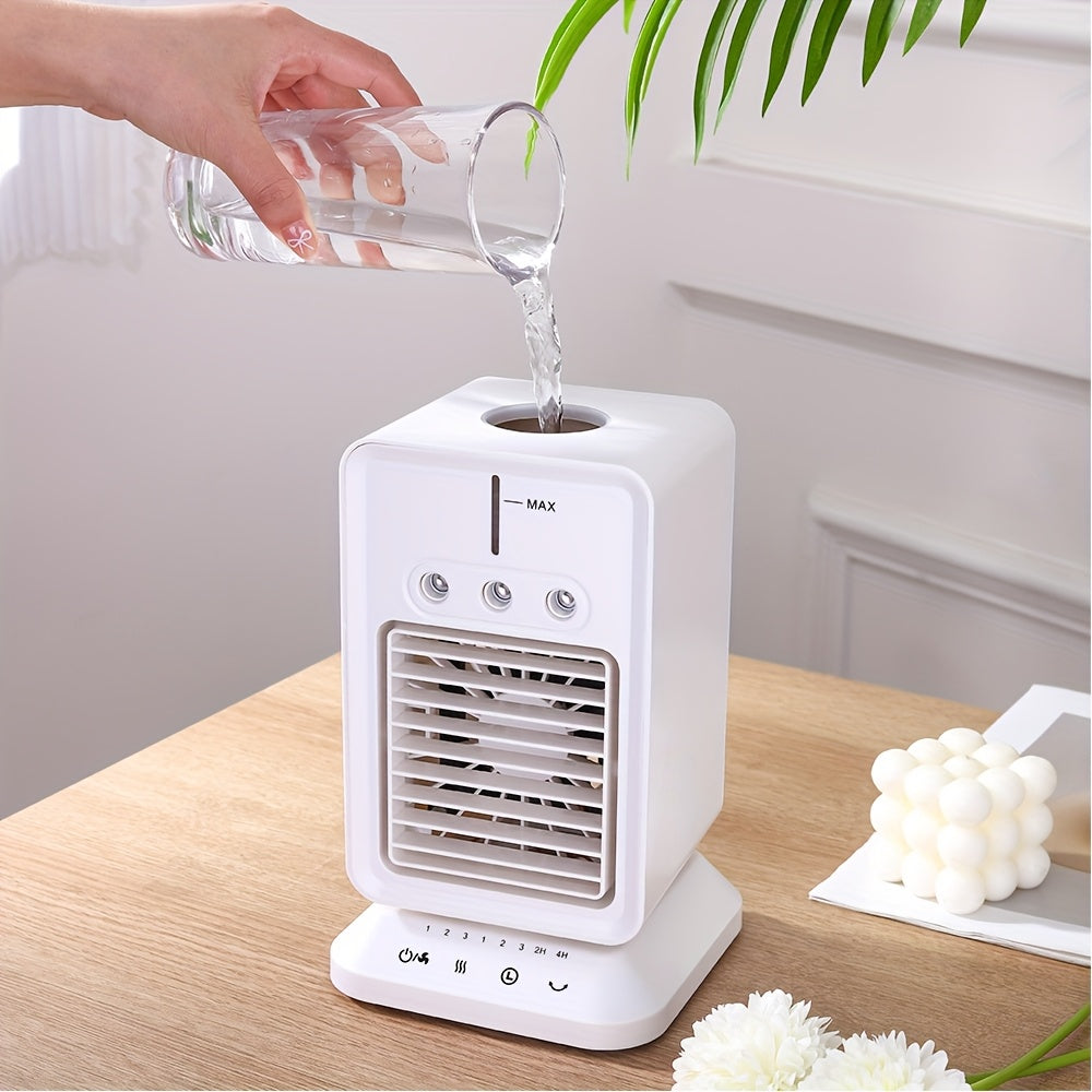 Mini Desktop Fan Spray Humidifying Oscillating Fan, USB Plug-in Touch Control Small Fan, 3 Speed Levels with Timing Function