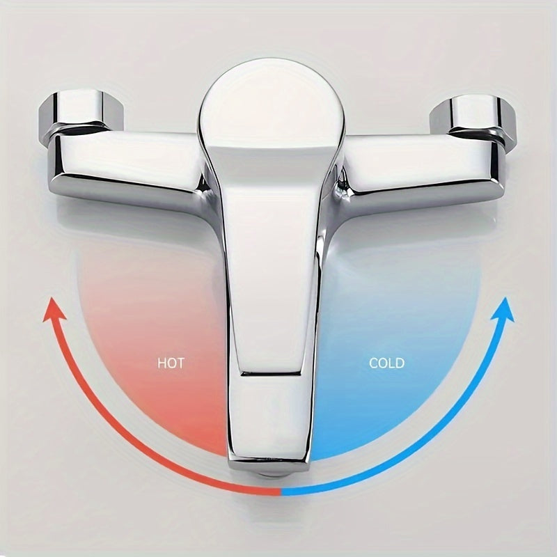 304 Stainless Steel 3-in-1 Wall Mount Shower Faucet - Dual-Function Thermostatic, Polished Chrome Finish, Cartridge Included, Easy DIY Install for Sink, Shower, Bathtub - Modern Aesthetic Design