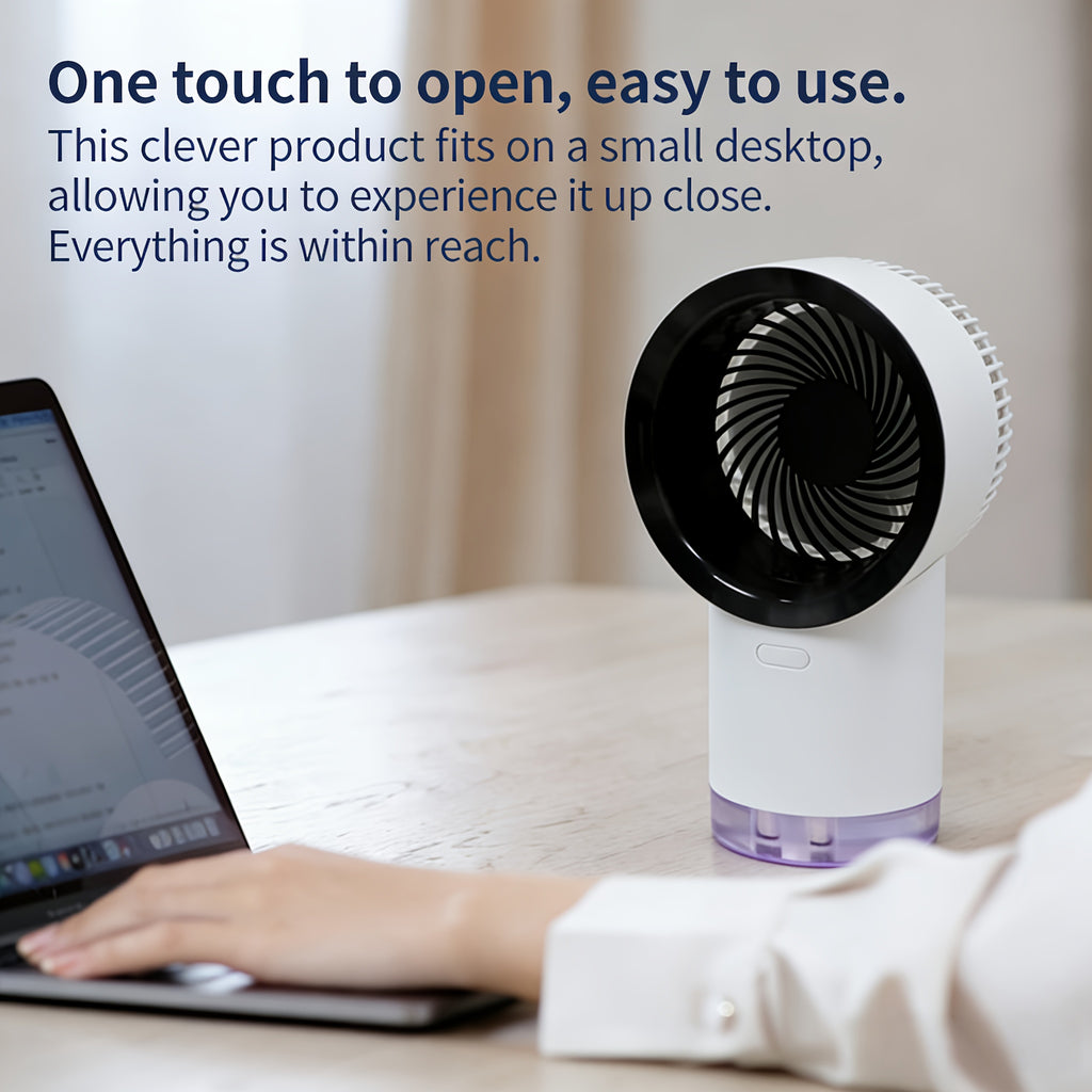 Fast Cooling Portable Water-Cooled Air Conditioner, Desktop Atomizing Humidifier & Refrigeration Fan, Rechargeable High-Speed Quiet Operation, 3-Speed Adjustable Wind, Perfect for Office Dorm Bedroom Outdoor Travel