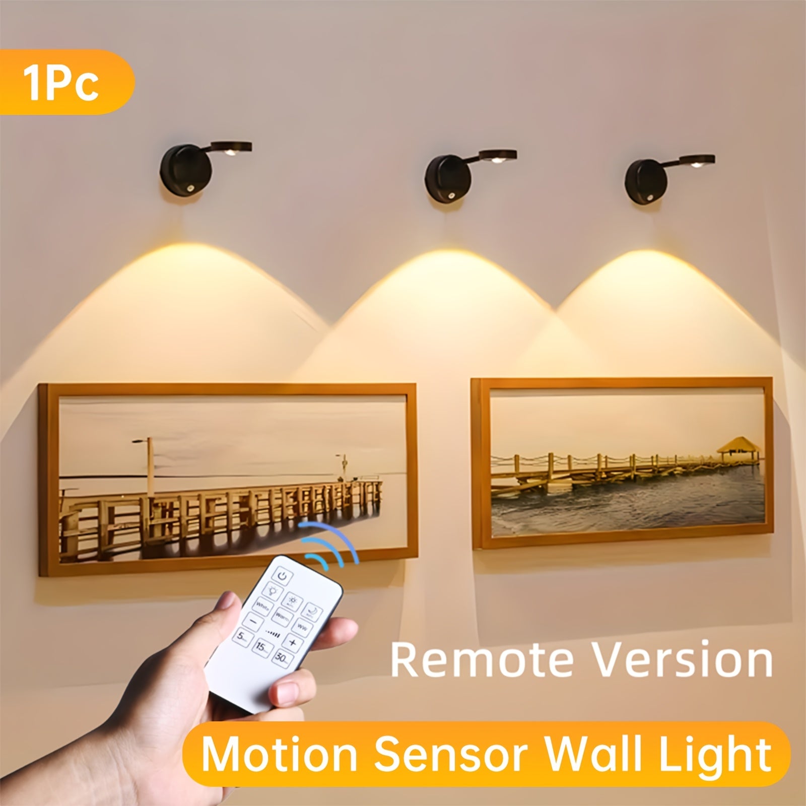 Upgraded Motion Sensor and Remote Dual Control Spotlight, Made of ABS Material with Solid Color Design, Featuring Unique Mountain-Shaped Gradient Lighting for Artistic Space Enhancement, 3 Adjustable Color Tones