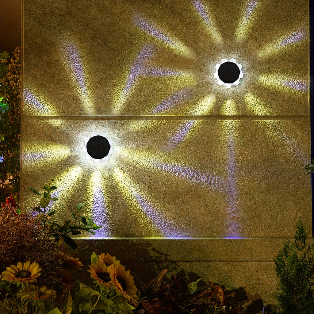 2-Pack Solar Wall Light Outdoor, LED Wall Mount Light, 9-LED Courtyard Light Fixture, Suitable for Garden, Patio, Courtyard, Deck, Fence, Garage
